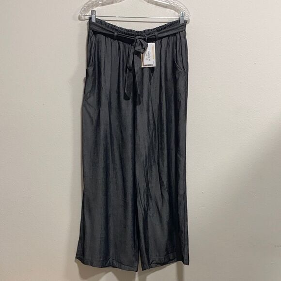 NWT LuLaRoe Dianne Pants Gray Wide Leg Tie Waist Size M - Picture 4 of 12